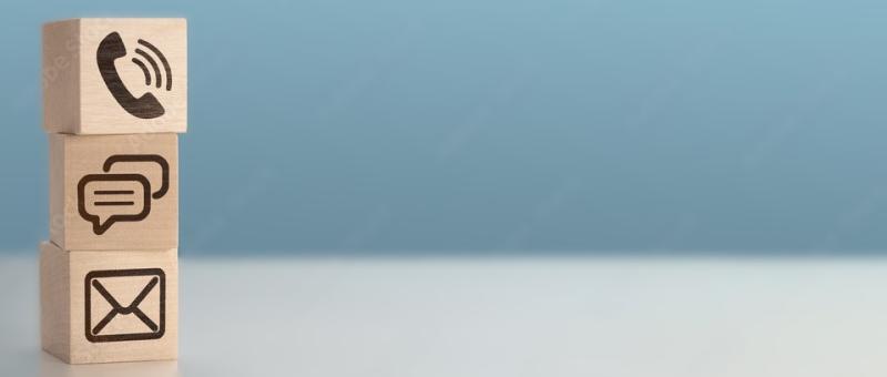 Image with stacked contact blocks with icons